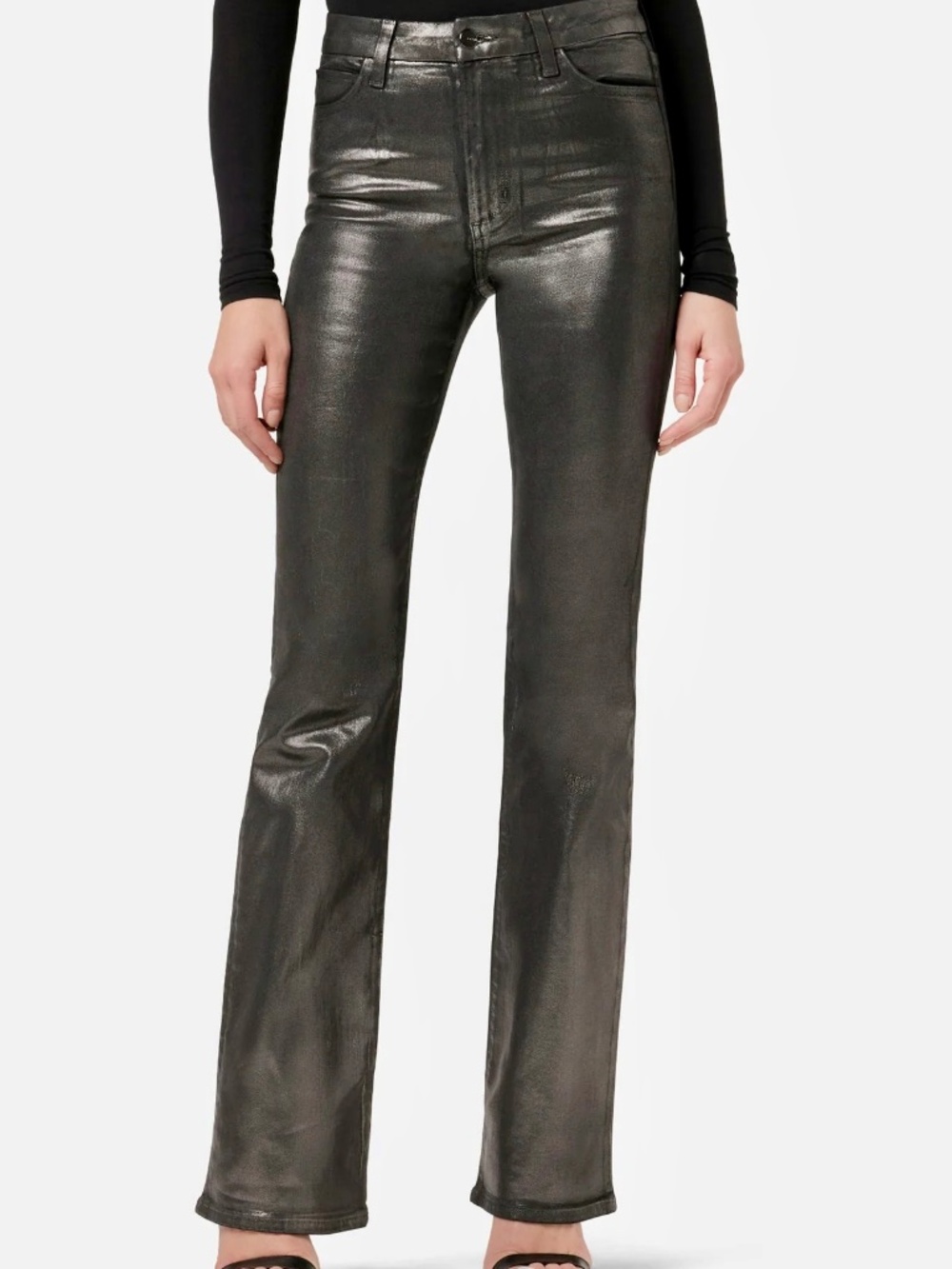 Joes Jeans Hi Honey High Rise Curvy Boot Cut Foil Pants in Gunmetal